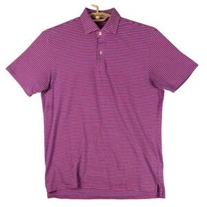 Holderness & Bourne Hutchinson Striped Polo Shirt Pink Blue Mens M